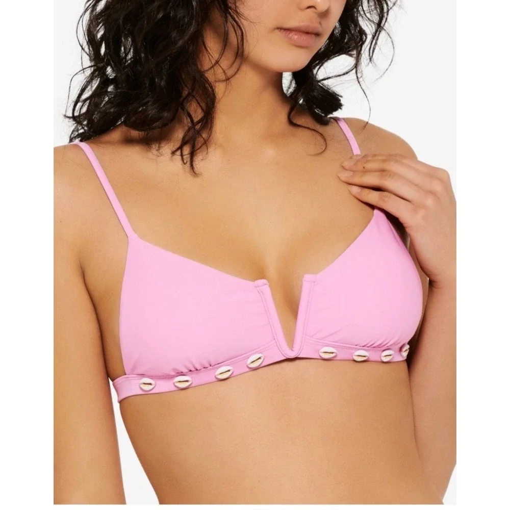 Hula Honey Pink V-Wire Cowrie Shell Bikini Top HHSSB461 Womens Large